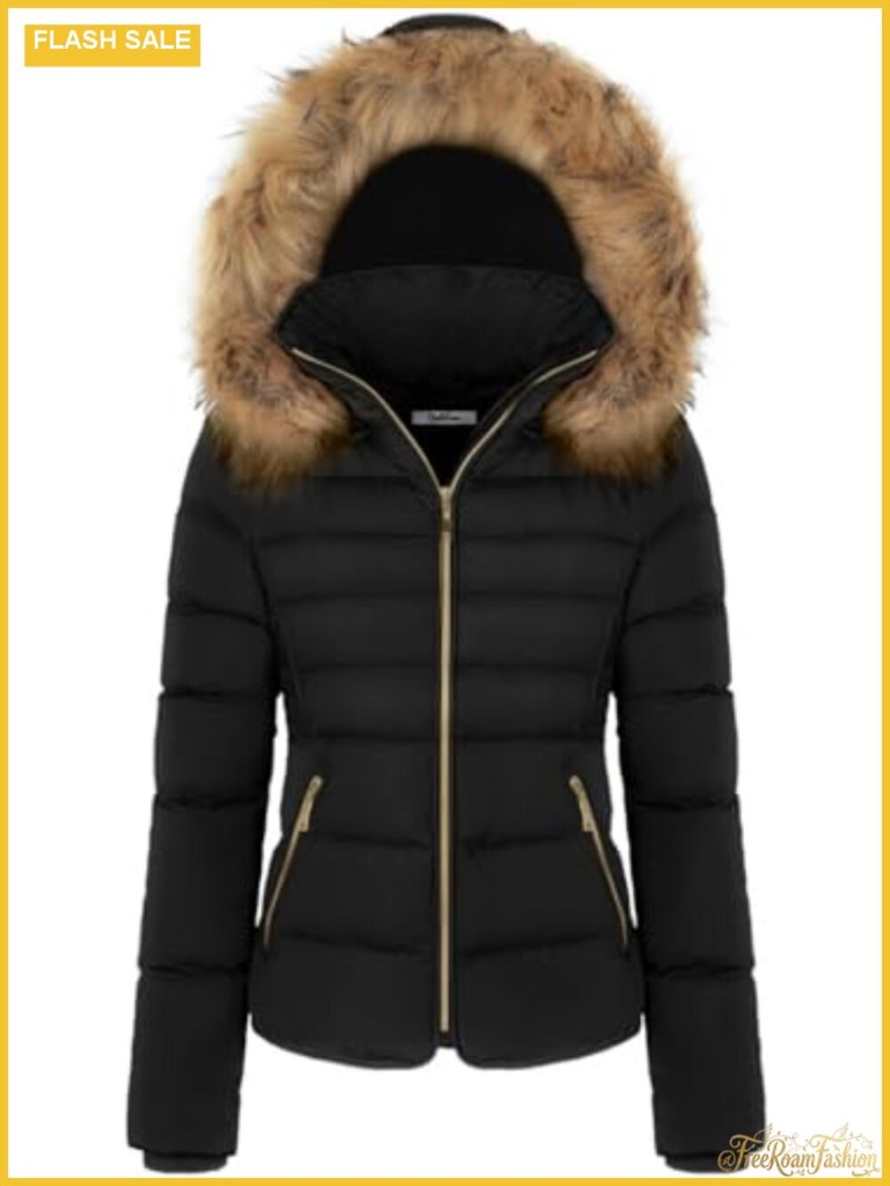 Women's Thickened Fleece Lined Puffer Coat Faux Fur Hood Winter Jacket